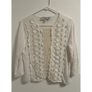 Beyond Vintage Blouse Lace Trim, White Sz S Cottagecore, Romantic Feminine Boho